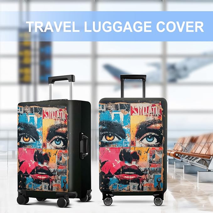 Luggage Cover Washable Suitcase Protector Anti-scratch Suitcase cover Fits 20-34 Inch Luggage (Girl-4, L(28-30inch suitcase))