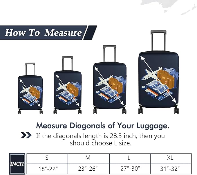 HYPER VENTURE Washable Luggage Cover - Fashion Suitcase Protector Fits 31-32 Inch Luggage (Journey, XL)