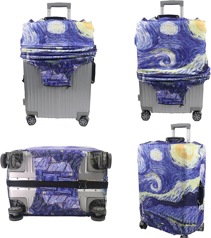 MosaiRudo Thicker Luggage Cover Elastic Suitcase Cover Protector Fits 18-32 Inch Suitcase Travel Accessories (Starry Sky, S)