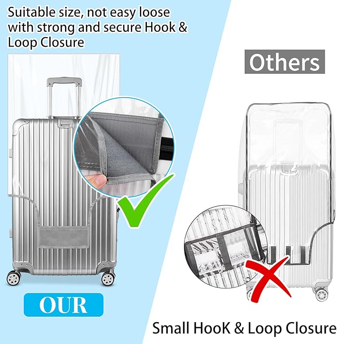 Yotako Clear PVC Suitcase Cover Tough Protector, 28 Inch Luggage Covers for Wheeled Suitcase 28"