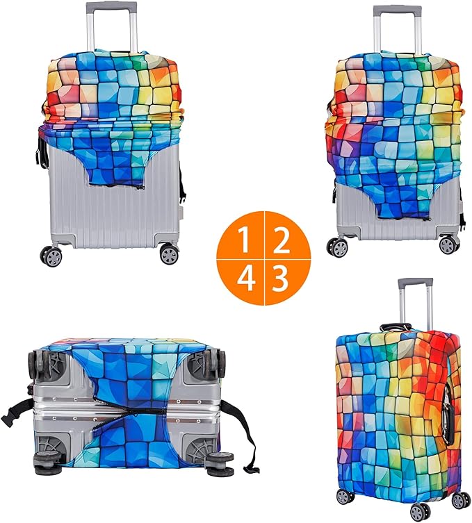 MosaiRudo Travel Luggage Covers For Suitcase Tsa Approved,Suitcase Cover Protector Fit 18-32 Inch Luggage Travel Accessories (T2483, S)
