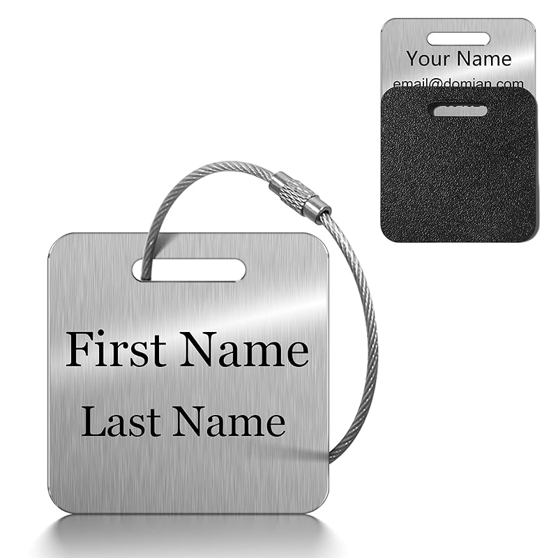 Stainless Steel Personalized Luggage Tags for Suitcases - Custom Name ID Travel Tags for Luggage, Backpacks and Bags - Metal Travel Essentials Accessories for Kids, Women and Men - Bulk Set (3 Pack)