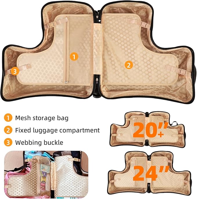 N-A Kids Ride On Suitcase with Wheels, Scooter Luggage for Toddlers Travel, Durable Children's Suitcase for Boys & Girls Ages 2-13 Years