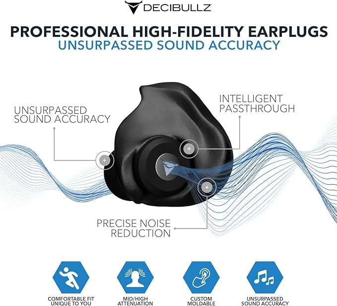 Decibullz Professional Moldable Earplugs Master Case Pack (10 Pairs) – Bulk Ear Plugs Individually Wrapped, High-Fidelity Hearing Protection for Concerts, Festivals, Musicians, DJs – Custom Fit
