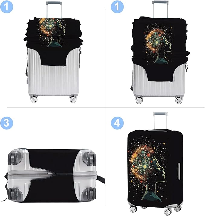 Luggage Cover Washable Suitcase Protector Anti-scratch Suitcase cover Fits 20-34 Inch Luggage (Girl-7, L(28-30inch suitcase))