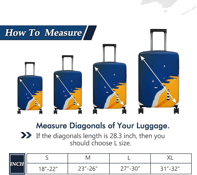 HYPER VENTURE Washable Luggage Cover - Fashion Suitcase Protector Fits 27-30 Inch Luggage (Lighthouse, L)