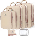 Lightweight Compression Packing Cubes for Suitcases, Compressible Expandable Travel Packing Organizer with Clear Toiletries and Backpack Bag, Travel Essentials for Carry on Luggage 7 Set