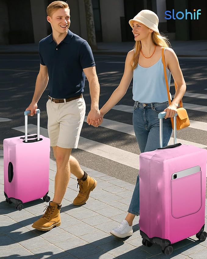 Slohif Luggage Cover for Suitcase Tsa Approved Protector - Luggage Sleeve Large Suit Case Cover Travel Stretch Baggage Case Protective Washable Fit 18-20 Inch Rose Gradient XS