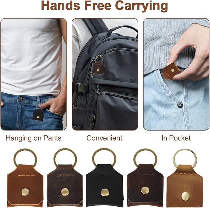 Jack&Chris Genuine Leather SD Card Holder Keychain, Anti-Shock Anti-Dust SD Card Case, Portable Camera Accessories for SD CF CFexpress Micro SD Nano SIM and Micro SIM Cards, Red Brown