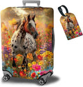 Luggage Cover Suitcase Protector + Tag, Spotted Horse Garden Travel Suitcase Cover for 30 inch Luggage (XL) with Concealed Zipper Washable Elastic Cloth Dustproof Anti-Scratch