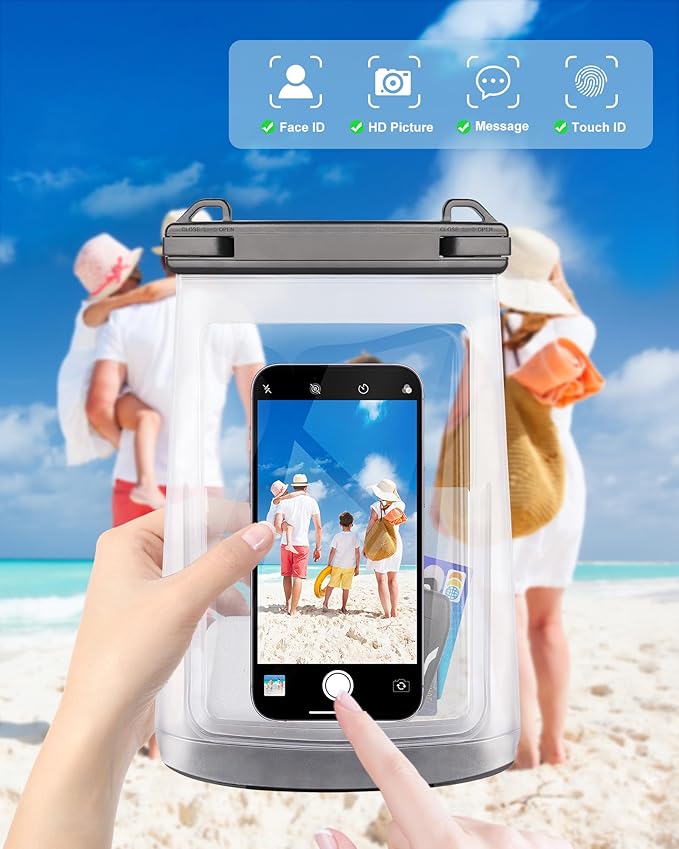 1.2L Waterproof Phone Pouch for iPhone 16 15 14 11 Pro Max & Galaxy S24 S21 - Floating Large Capacity Dry Bag Stores Sunscreen, Sunglasses - Oversized Waterproof Bag for Beach, Swimming, Kayaking