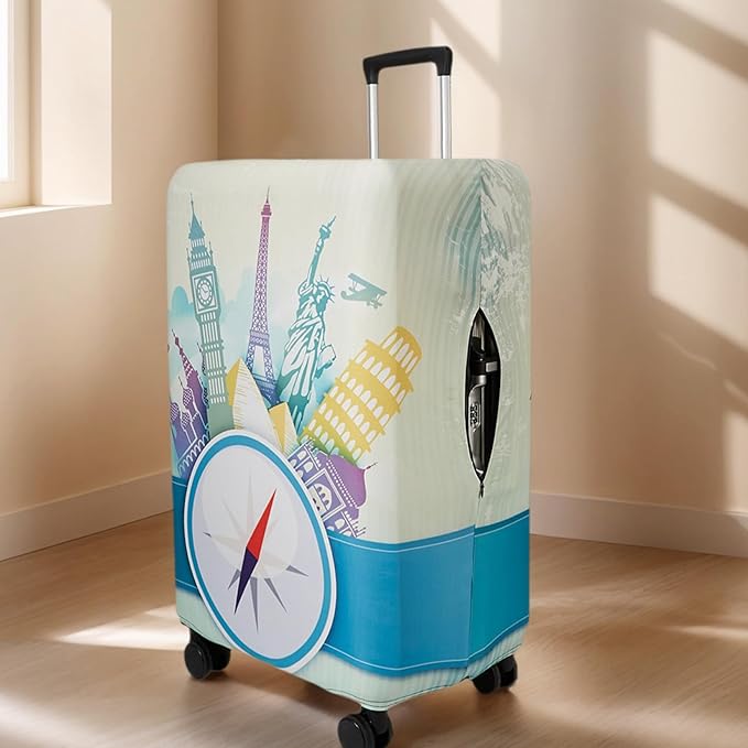 WUJIAONIAO Travel Luggage Cover Baggage Suitcase Cover Protector Skins 18-32 Inch (compass, XL (for 29-32 inch luggage))