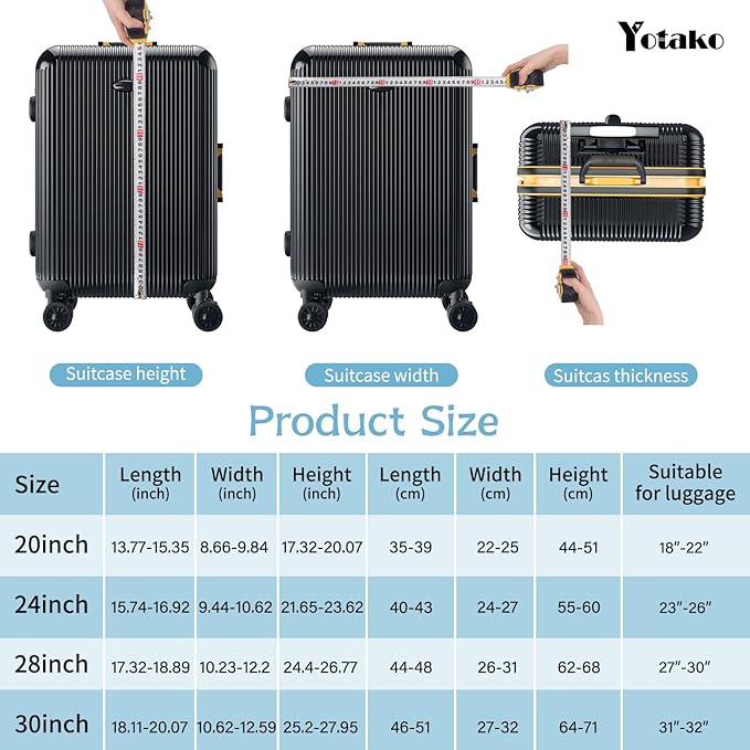 Yotako Luggage Cover,Thicker Luggage Protector Elastic Suitcase Cover Protector, Travel Anti Scratch Fits 18-32 Inch Suitcase Travel Accessories (24", Black)