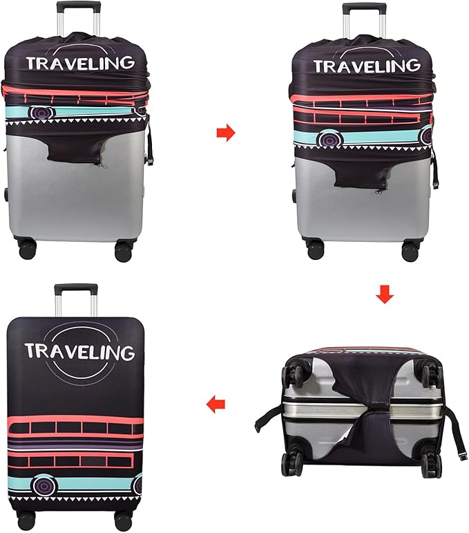 WUJIAONIAO Travel Luggage Cover Baggage Suitcase Cover Protector Skins 18-32 Inch (TRAVELING, L (for 25-28 inch luggage))
