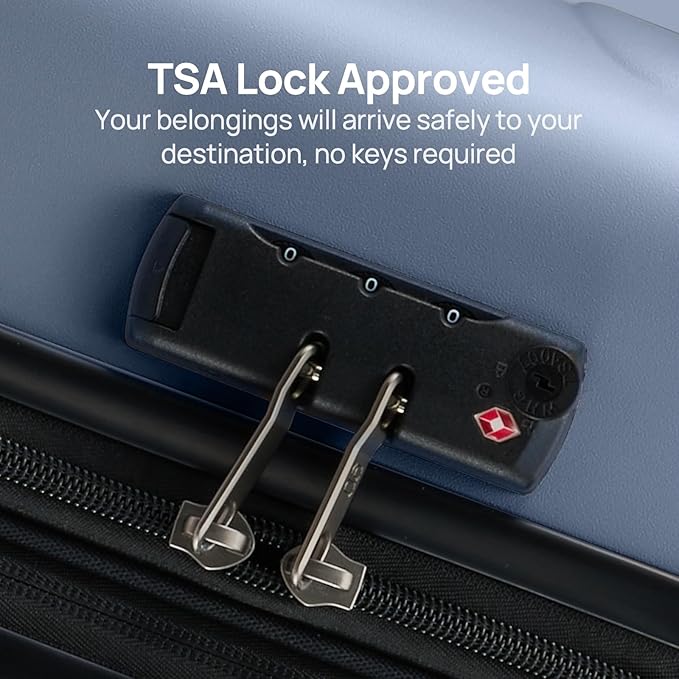 Carry on Luggage 22 X 14 X 9 Airline Approved, 20 Inch Luggage for 3-5 Days Travel, Double Spinner Wheels, 100% Hardshell PC, TSA Lock (03-Shadow (Basic), Set 2PCS (20-Inch/28-Inch))