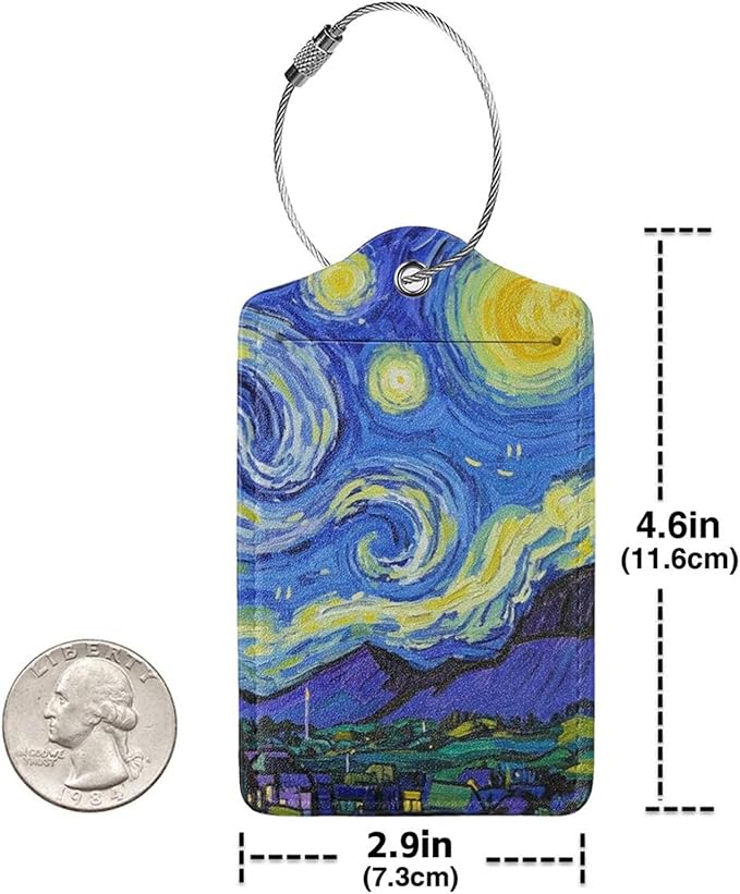 Vincent Van Gogh Starry Sky Night Luggage Cover Washable Suitcase Protector, Luggage Tag Travel Birthday Gifts For Men Women (M 22-25 Inch Luggage)