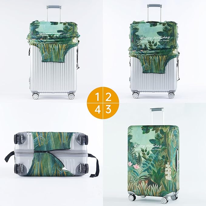 Travelkin Luggage Covers For Suitcase Tsa Approved,Suitcase Cover Protector Fit 18-32 Inch Luggage (Jungle, L)