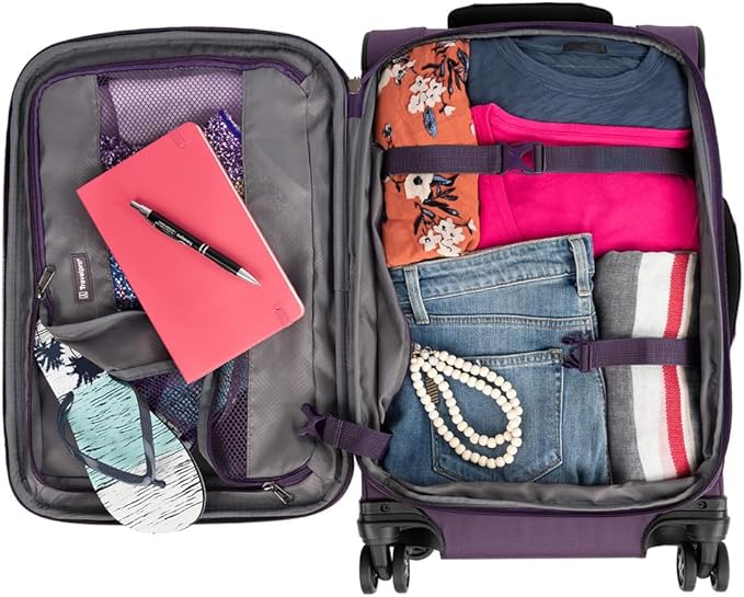 Travelpro Tourlite Softside 2-Piece Set, Expandable Luggage with 4 Spinner Wheels, Lightweight Suitcase, 21" Carry-On, 29 Check Large, Deep Purple