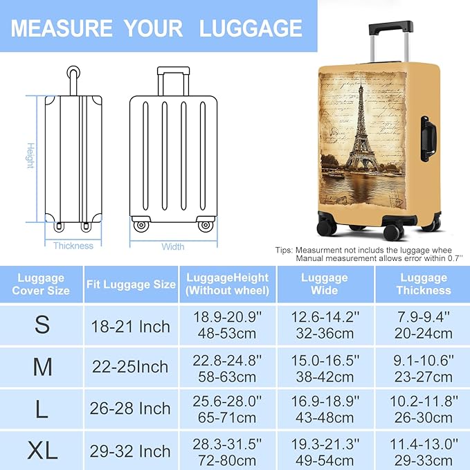 Luggage Cover Washable Suitcase Protector Anti-scratch Suitcase cover Fits 20-34 Inch Luggage (Tower-3, M(24-26inch suitcase))