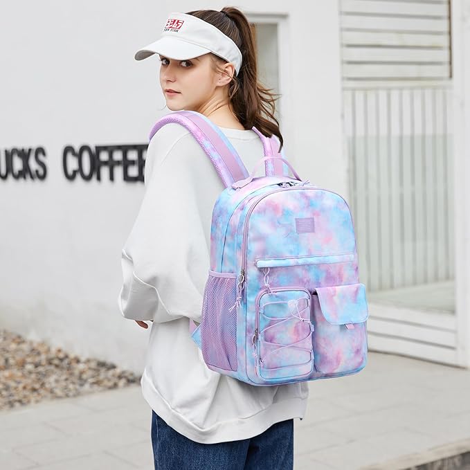 Lohol Galaxy Backpack for Kids Teen Girls, Water Resistant Daypack with Anti Theft Pocket for Travel School (Galaxy B)