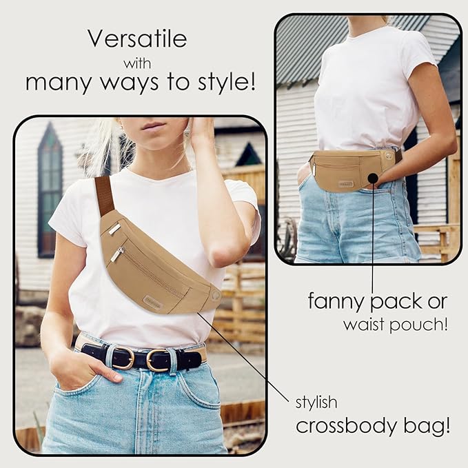 MAXTOP Large Crossbody Fanny Pack with 4-Zipper Pockets,Gifts for Enjoy Sports Festival Workout Traveling Running Casual Hands-Free Wallets Waist Pack Phone Bag Carrying All Phones