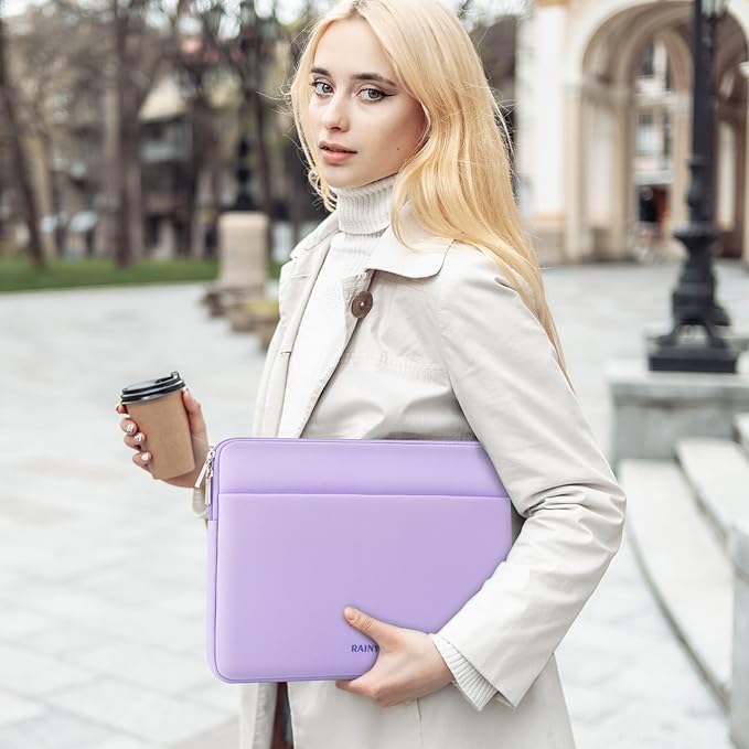 RAINYEAR Laptop Sleeve Case 15 16 Inch, Protective Portable Case with Front Pocket, Briefcase Handbag Computer Cover Laptop Bag Compatible for MacBook Pro/Max M4 M3 M2 M1, Purple