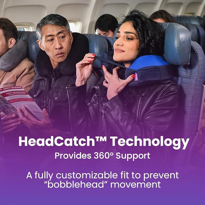 Cabeau Travel Neck Pillow for Airplanes – The Neck’s Evolution, TNE S3 – Supportive Memory Foam Design for Long Haul Flights – Attachable Seat Straps and 360° Support (London Red)