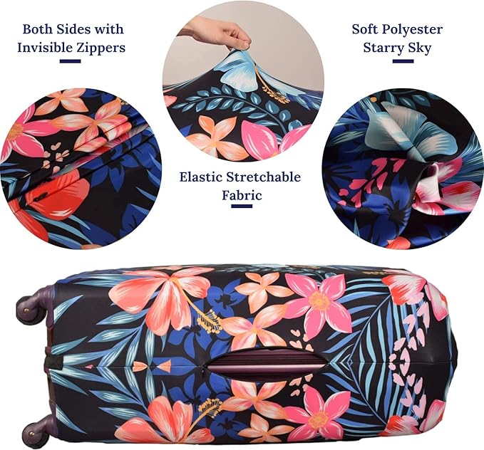 Suitcase Cover, Carry on Luggage Cover Protector - Travel Elastic Spandex Luggage Covers Fits 26 to 28 Inch Flower