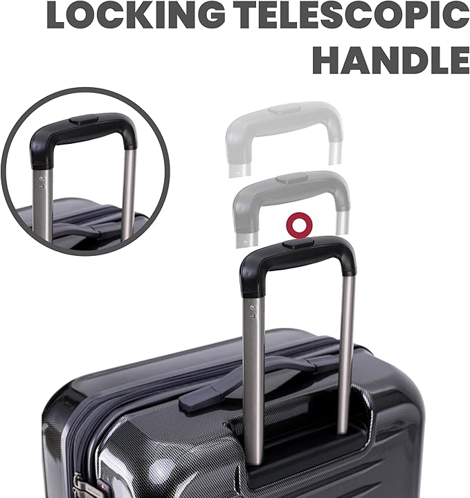 Spyder Rails 29 Inch Expandable Hardside Upright Suitcase with 360° Spinner Wheels, TSA Approved Lock, Black