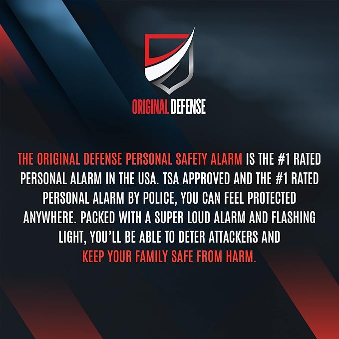 Original Defense® Siren Self-Defense Alarm (Black) - 130 dB Keychain Alarm with LED Strobe Light for Women, Children, and Elderly - Police Recommended