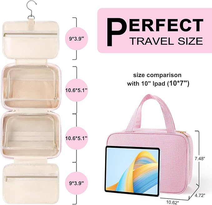 TOPEAST Initial Makeup Bag - Travel Toiletry Bag for Women, Personalized Birthday Gifts for Women Teen Girls Sister Daughter, Travel Tolietry Bag Monogramme Makeup Bag - Letter M, Blue