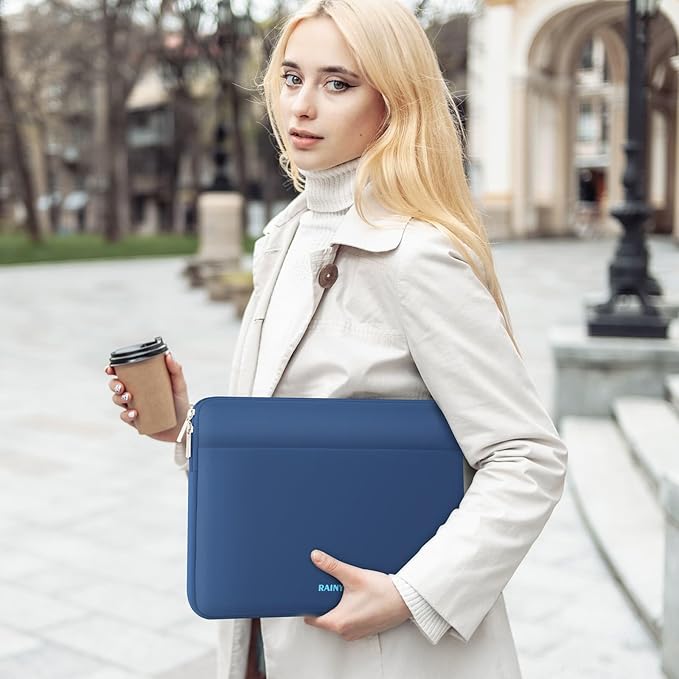 RAINYEAR Laptop Sleeve Case 15.6 Inch, Protective Portable Case with Front Pocket, Briefcase Handbag Computer Carrying Bag Laptop Bag Compatible for HP, Dell, Asus, Lenovo, Notebook, Navy Blue