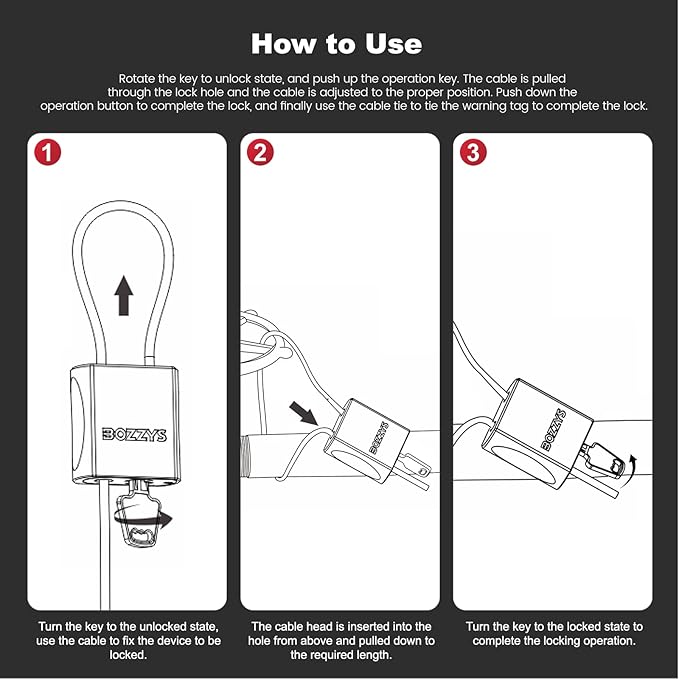 Adjustable Cable Locks with 3 Keys | 3.28ft L x 1/6in D Aluminum Steel Cable Padlock for Bikes, Gate, Lockers & Outdoor Gear | Keyed Different & Black