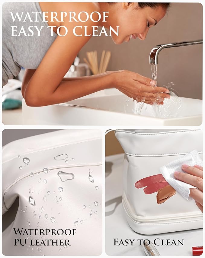 Daughter Birthday Gifts, Initial Makeup Bag, Personalized Double Layer Cosmetic Bag with Makeup Brush Organizer, 10 11 12 13 14 15 16 18 19 Year Old Girl Birthday Gifts, Gift for Wife