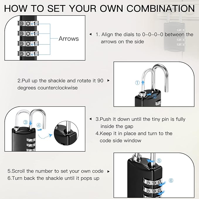 Moxweyeni 30 Pcs 4 Digit Combination Lock Small Combo Luggage Number Locks Outdoor Waterproof Padlock for Traveling Toolbox Gym Door Locker Suitcases Employee Hasp Storage