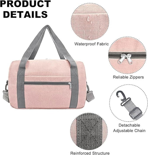 15 Inch Small Carry On Bags for Airplanes Spirit Airlines Personal Item Bag Underseat Foldable Travel Duffle Gym Bags for Women Men(20L,Pink)