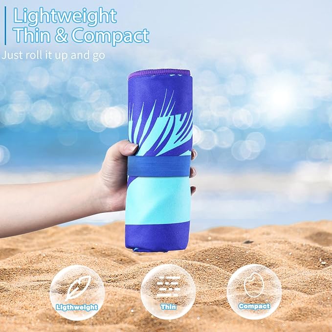 6 Pack Microfiber Oversized Lightweight Beach Towel 71x32 Extra Thin Large Sand Free Towels Travel Swim Pool Yoga Gym for Adults Women Men Beach Essentials Accessories Vacation Gift
