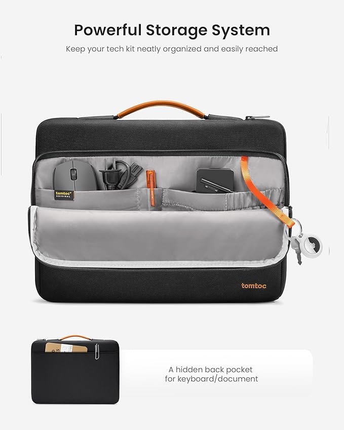 tomtoc 360 Protective Laptop Carrying Case for 13-inch New Surface Pro 11th, Copilot+PC 2024, Surface Pro 10/9/8/X with Signature Keyboard/X Keyboard, Water-Resistant Laptop Sleeve, Black