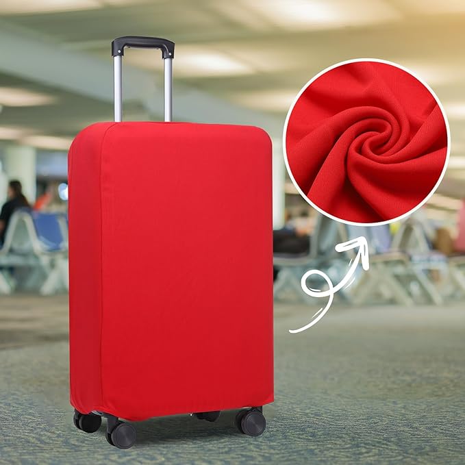 PATIKIL Luggage Cover, Suitcases Covers Elastic Carry on Cover Protector Washable Scratch-Resistant Fits 24-25 Inch Luggage for Travel Business Trips, Red