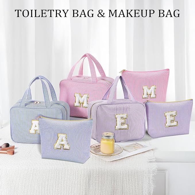 YOOLIFE Travel Toiletry Bag Makeup Bag - Hanging Toiletry Bag for Women, Portable Toiletries Travel Bag and Cosmetic Bag, Airplane Travel Essentials Travel Toiletry Bag - Letter J, Purple