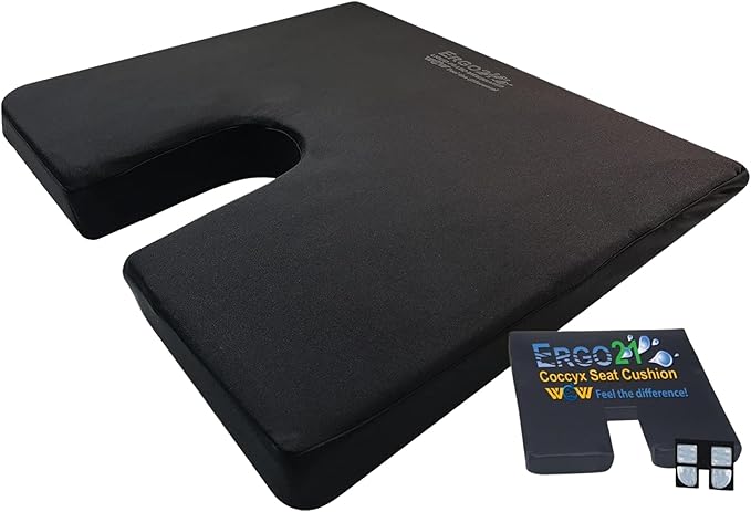 LiquiCell Coccyx Seat Cushion, Aid for Tailbone Pain Relief, Sciatica Pain, Back Support | Donut Like Butt Pillow for Long Hours Sitting at Home/Office Chair (18W x 17L x 2.5H)
