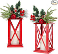 Christmas Decorative Lanterns 2 Pack Outdoor Lantern 13.5" Waterproof Battery Powered LED Hanging Lanterns with Flamessless Candle for Front Porch, Entrance, Indoor, 2 Pack