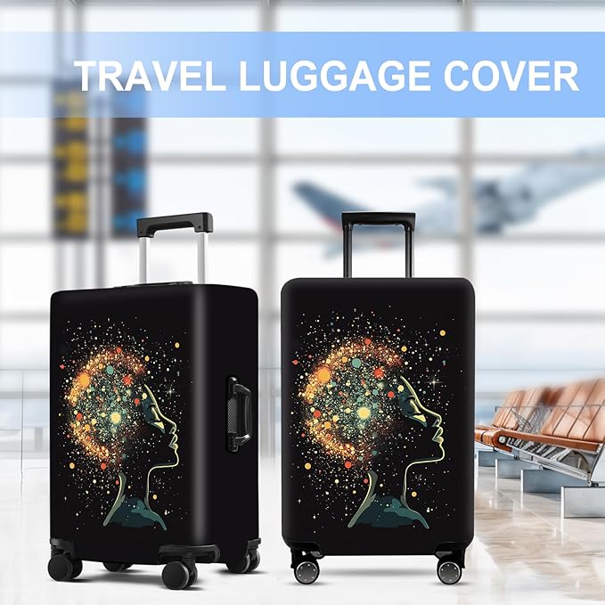 Luggage Cover Washable Suitcase Protector Anti-scratch Suitcase cover Fits 20-34 Inch Luggage (Girl-7, XL(32-34inch suitcase))