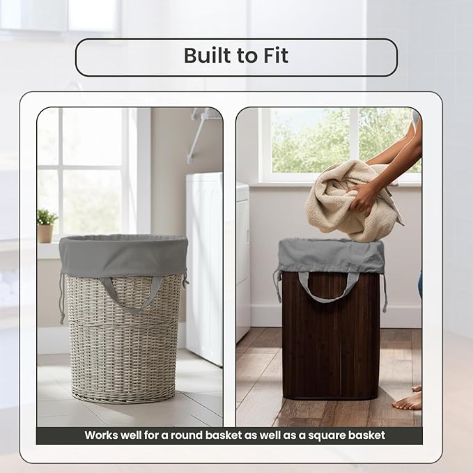 LFH Home Cotton Canvas Large Laundry Bag with Handle, Heavy Duty Drawstring Closure Washable Laundry Bags, School Travel, Home, Hotel, College Dorm, Organizer Sack, Toys Clothes 28x36 (Pack of 6)-Grey