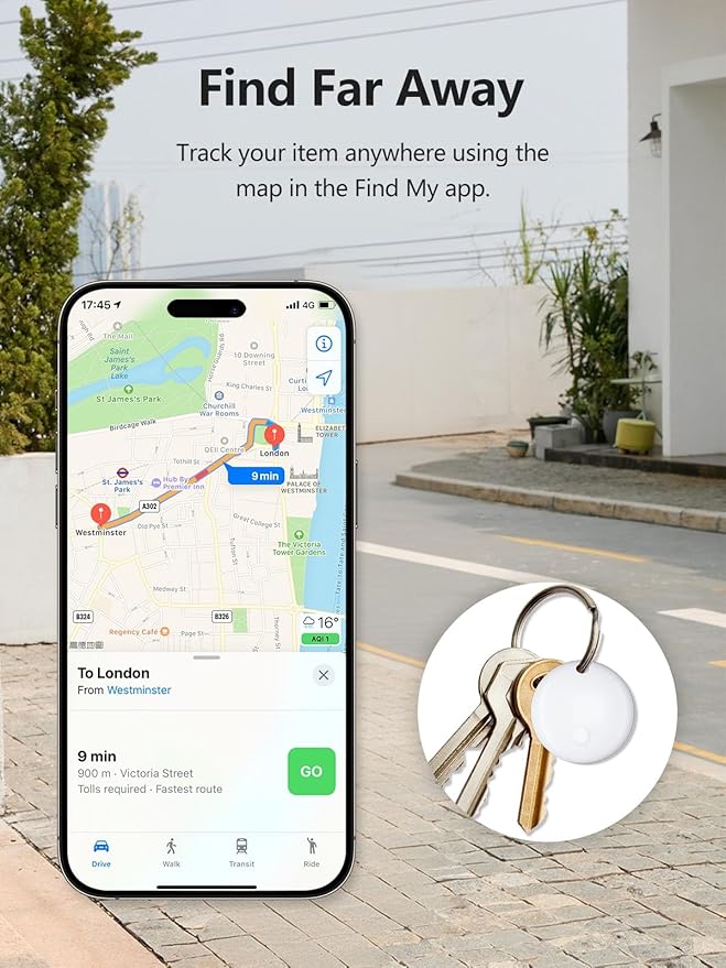 Tracker Tags, Item Finder Work with Apple Find My (iOS Only), Tracking Device Locator Smart Tag for Luggage, Keys, Wallet, Bike, Pets, Bags (White, 2 Pack)