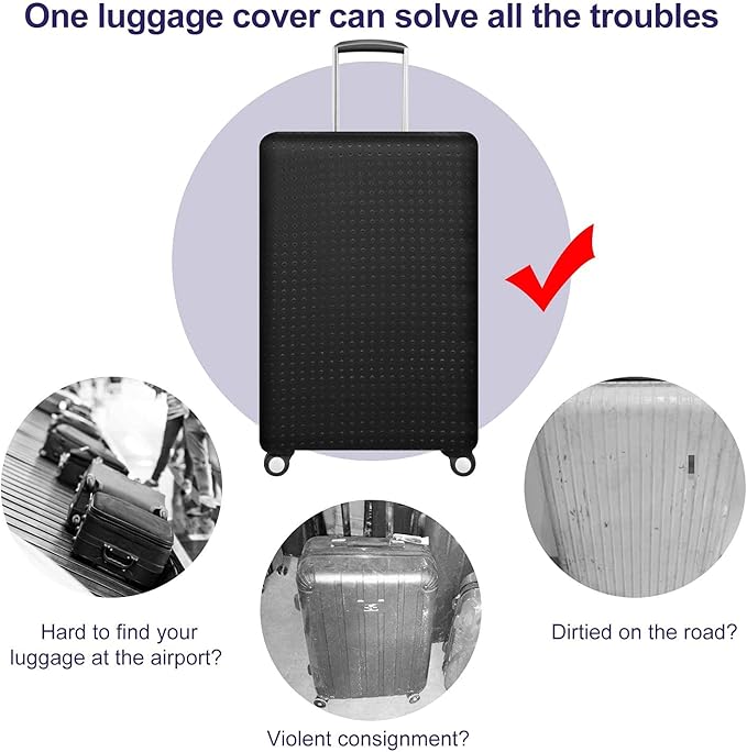 7-mi Water Resistant Print Trolley Case, Black, Size L: Fit 28-30 Inch Luggage