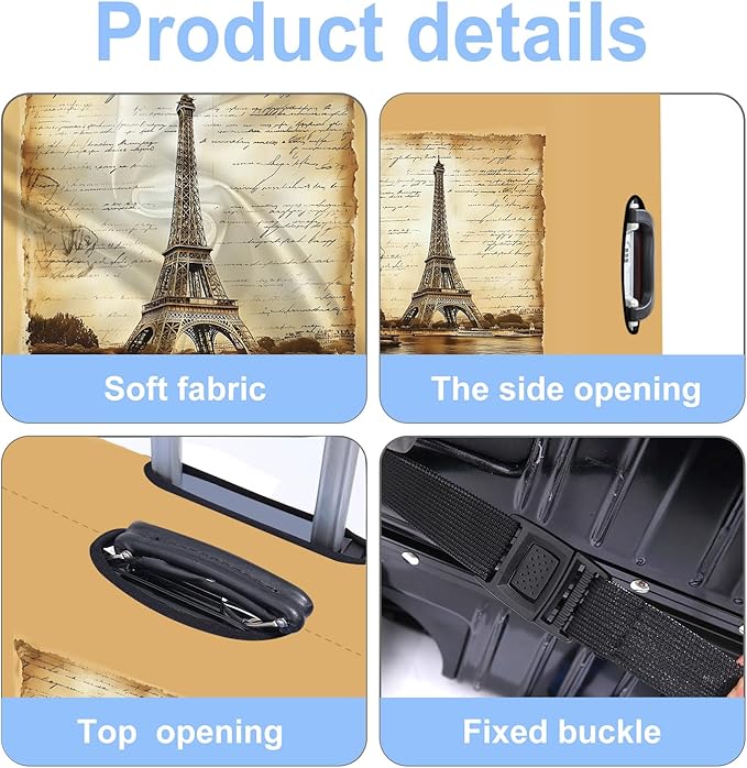 Luggage Cover Washable Suitcase Protector Anti-scratch Suitcase cover Fits 20-34 Inch Luggage (Tower-3, XL(32-34inch suitcase))