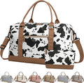 Travel Duffle Bag for Women, Weekender Bags, Hospital Bag for Labor Delivery, Lightweight Tote Duffel Overnight Bag with Luggage Sleeve, Airplane Travel Bags with Toiletry Bag, Large, Cow