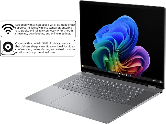 HP OmniBook X Flip Copilot+ AI PC 2-in-1 Laptop | 16" WUXGA Touch (400nits) | AMD 6-core Ryzen AI 5 340 (Up to 50 Tops) | 16GB DDR5 4TB SSD | Backlit 5MP IR Privacy Camera Win11Pro w/DLCA Accessory