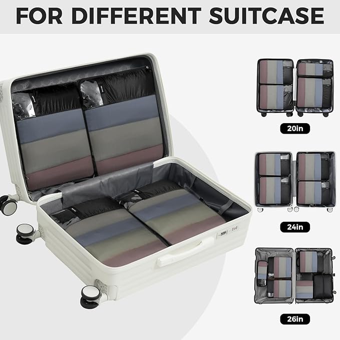 BAGAIL 6 Set Ultralight Compression Packing Cubes Packing Organizer for Travel Accessories Luggage Suitcase Backpack